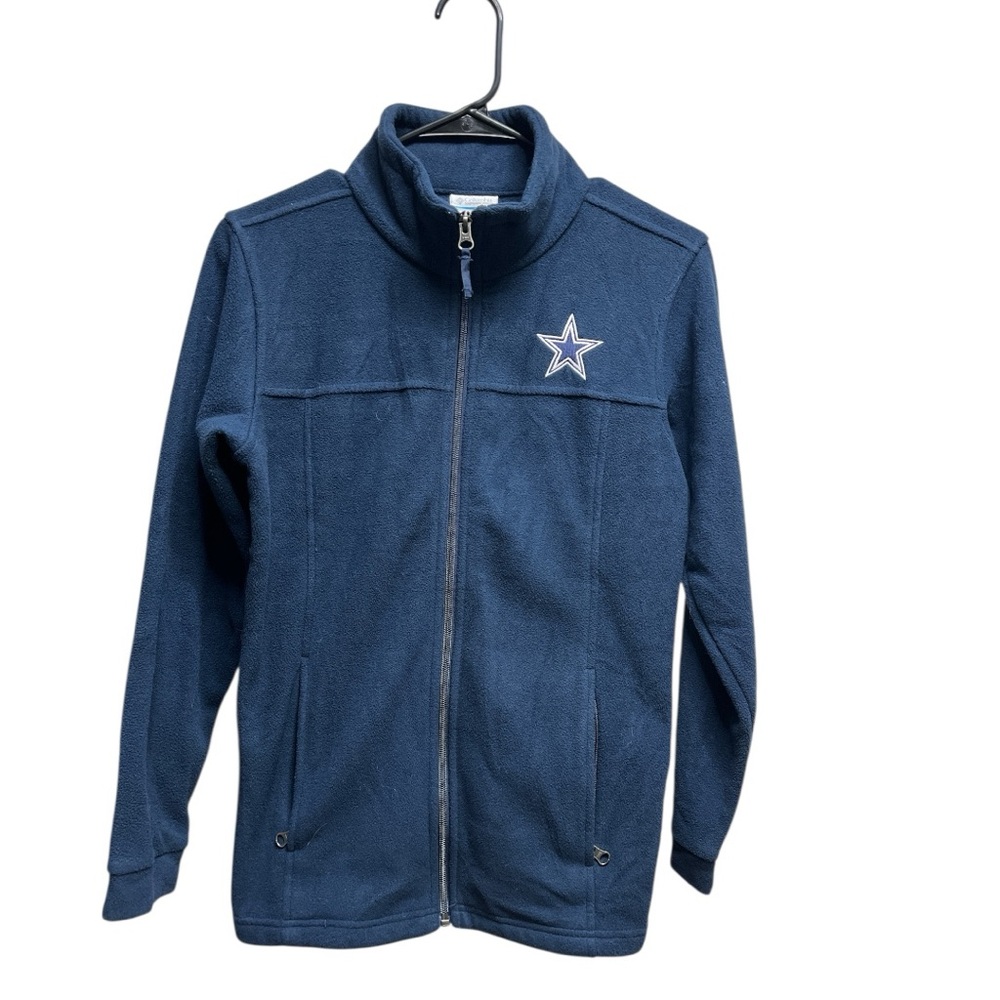 Columbia Boys Dark Blue Full-Zip Fleece Jacket Dallas Cowboy Size L 14/18
